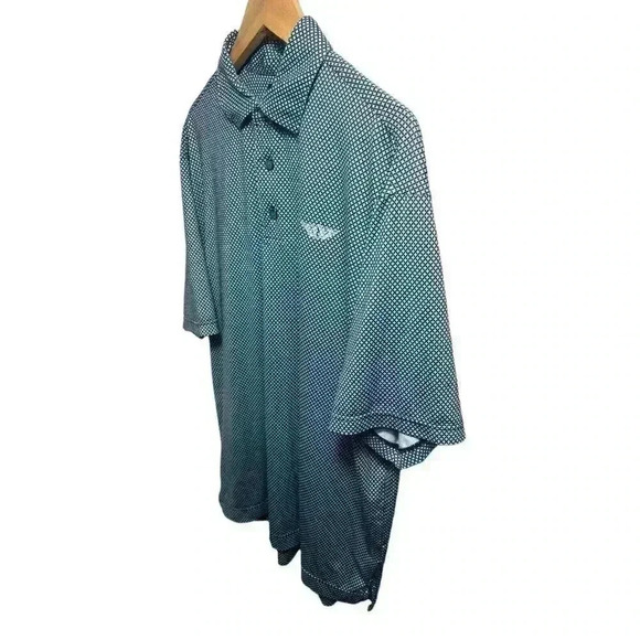 FootJoy FJ Mens Polo Shirt Size Large White Blue Geometric Athletic Fit Golf - Picture 2 of 11